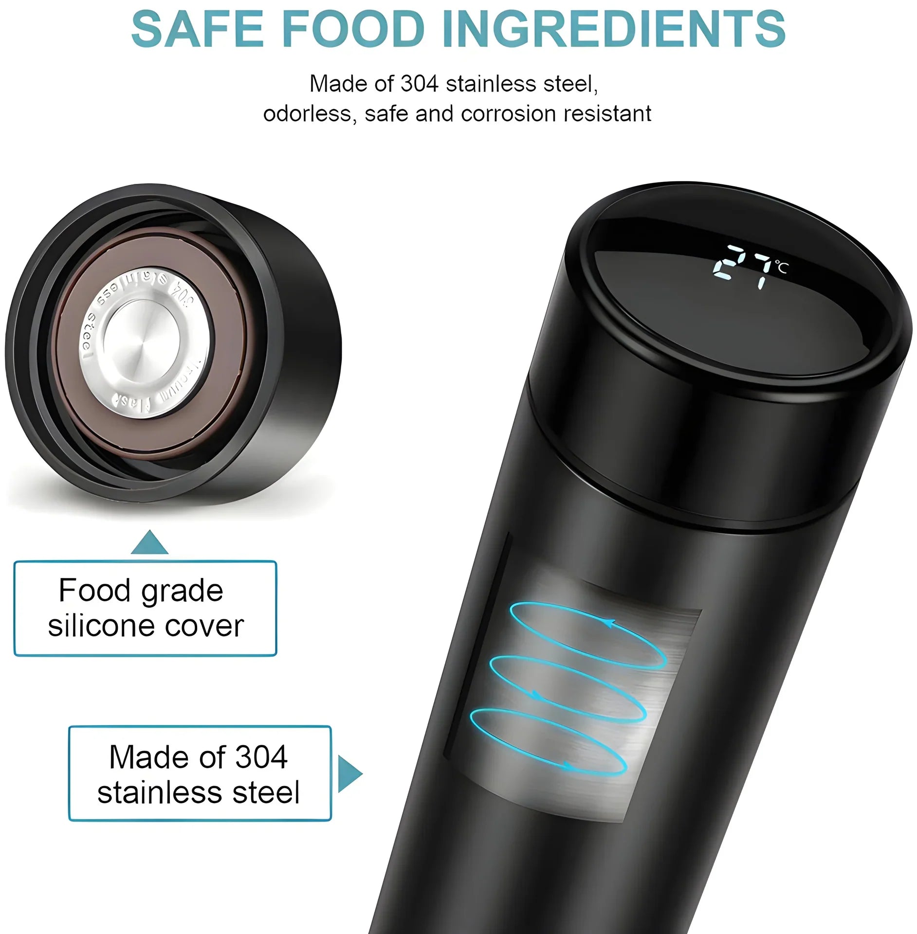 0726 Vacuum Insulated Water Bottle with LED Temperature Display (1 Pc / Multicolor)